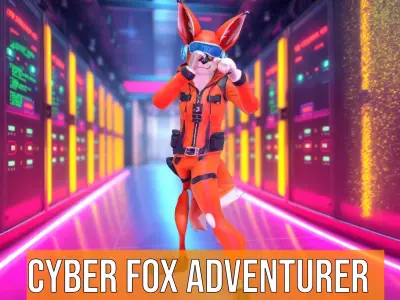 Cyber Fox Adventurer model pack Low-poly 3D model