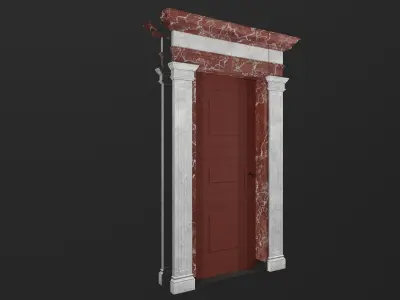 Marble doorframe with door Low-poly 3D model
