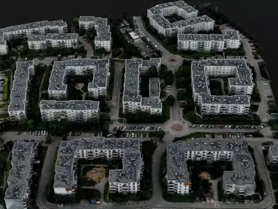 town segment buildings area drone PBR photogrammetry Low-poly 3D model
