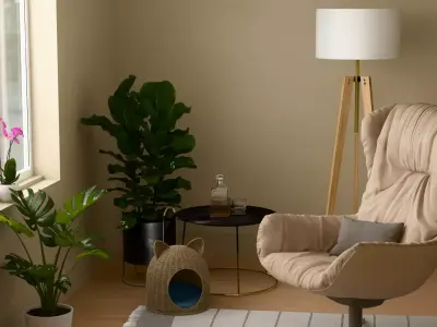 Room With Plants Low-poly 3D model
