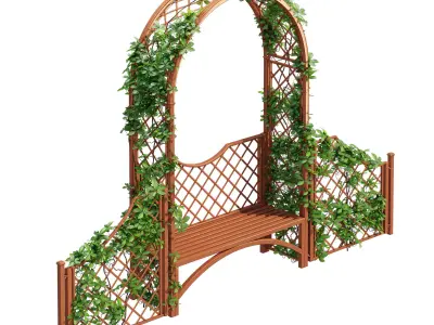 Portofino wooden bench with ivy 3D model