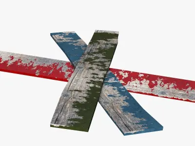 Ruined Wooden Planks  Low-poly 3D model