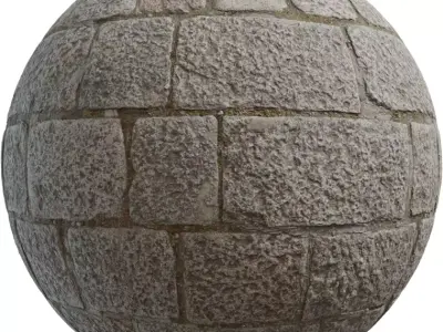 Rough Granite Cobblestone Floor With Grass Texture