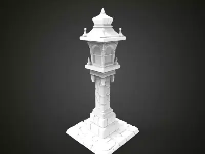 medieval urban stone lantern 8 3D print model