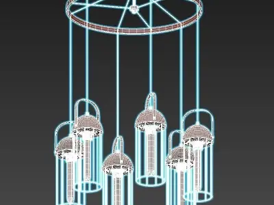 anemon-5062-206-b0047361 pendant light with six metal cages h... 3D model