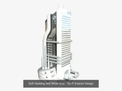 10 Sci Fi Buildings Collection B - White Gray - Exterior Design 3D Model Pack