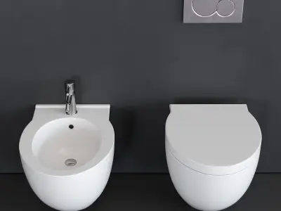 Alice Ceramica Short Wall-hung bidet and toilet Low-poly 3D model
