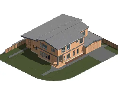 Wooden Bungalow House 3D model
