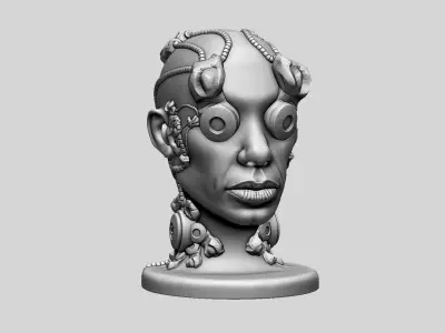 Robot human head Headphone Stand  Cyborg Headset Stand 3D print model