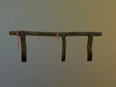 Western Fence Horse Rest Game Ready Low-poly 3D model