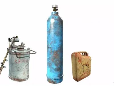 Gas baloon fuel cylinder collection da1 Low-poly 3D model