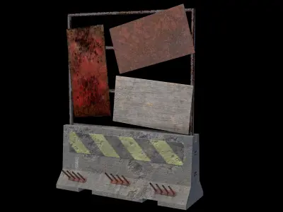 Concrete Barriers Low-poly 3D model get