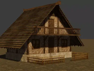 Medieval house six 19 Low-poly 3D model