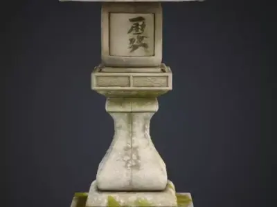 Realistic Japanese Stone Lantern Toro 3D Model 3D model