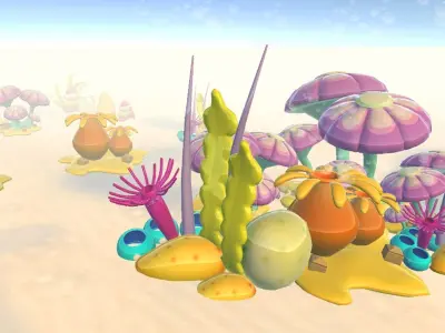 Cartoon Seaweed Pack Low-poly 3D model