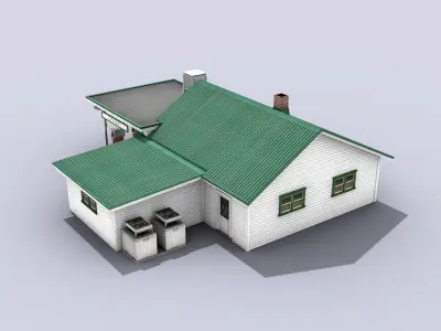 Gas Station With Grocery Low-poly 3D model