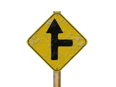 Side Road on The Right Warning Traffic Sign 3D model