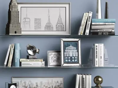 Decor Set 3 glass shelf 3D model