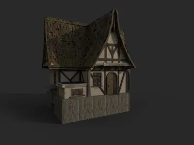 Medieval Witch House Low-poly 3D model