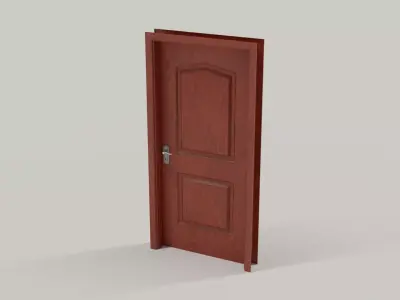 Wooden door V1 Low-poly 3D model