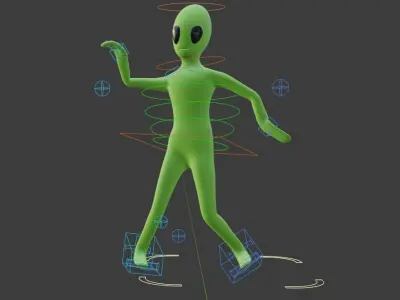 Cartoon Alien Low-poly 3D model