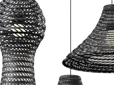 Black Rattan Pendant Light 01 by La Vie 3D model