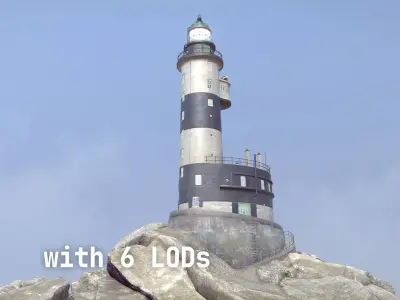 Lighthouse Aniva WithLods Low-poly 3D model