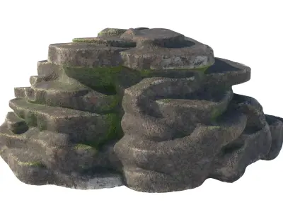 moss rock steps  Low-poly 3D model