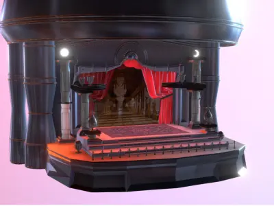 Theater stage with curtain 3D model