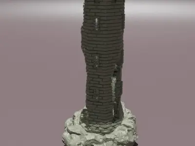 Ruined Lookout Tower Tabletop Terrain 28 mm 3D print model