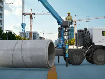  Truck Crane with Concrete Pipe and Operator 