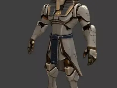 Sci-Fi Egyptian Pharaoh Robot Low-poly 3D model