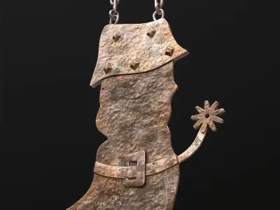 Old sign for a shoemakers shop Low-poly 3D model