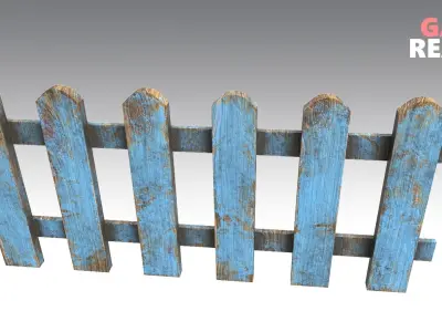 Wooden Fences PBR - Modular - Version 5 - Low-poly 3D model