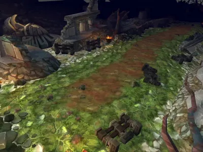 Fantasy Chess RPG Environment - Ruined Temple Low-poly 3D model