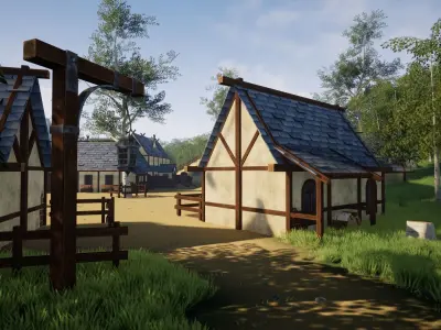 Open World Starter Environment Low-poly 3D model