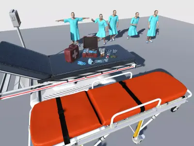 Animated Patient Character with Hospital Props  Low-poly 3D model