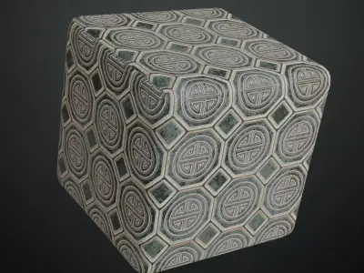 Ancient Ornamental Stone Tiles PBR Seamless Texture