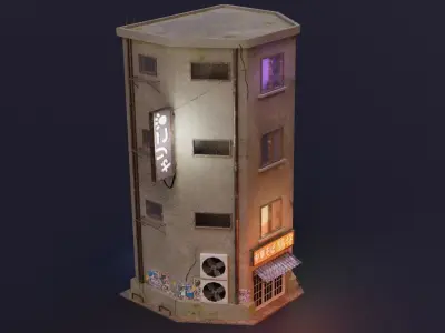 Cyberpunk Building 4 Low-poly 3D model