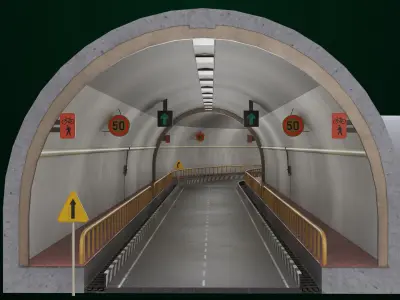 Subway Road Tunnel 03 All PBR Unity UE Textures Included Low-poly 3D model