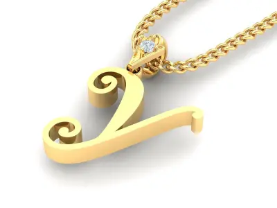 Light Gold Fancy Font Pendant Y 3D print model