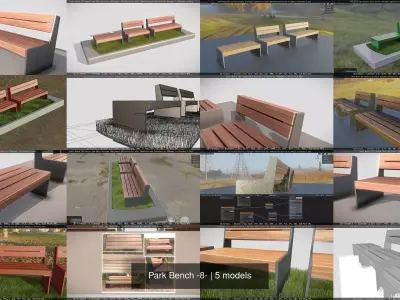 Park Bench -8- 3D Model Pack