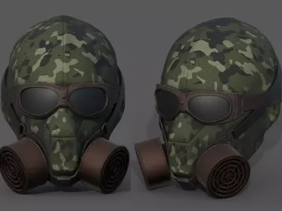 Gas mask helmet 3d model military combat fantasy futuristic  Low-poly 3D model