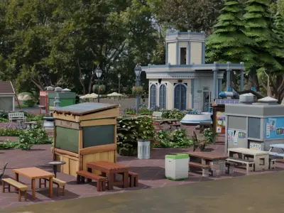 Park Package Lowpoly Low-poly 3D model