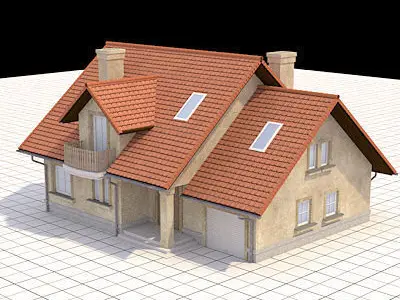 highly detailed and textured single-family house 3D model