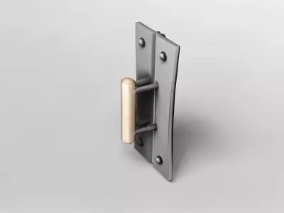 Modern Industrial Door Handle with Wooden Grip 3D model