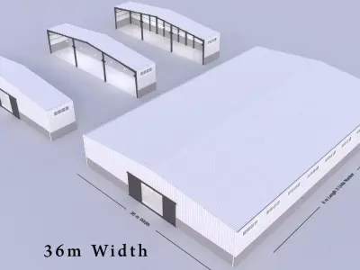 building hangar industrial - 36m X adjustable length - 3D model