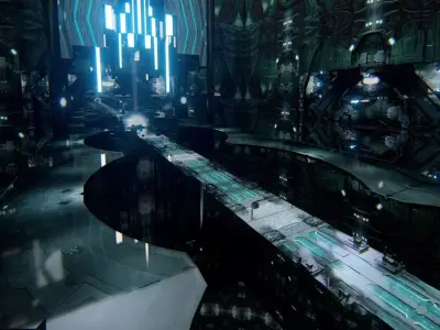 Futuristic Sci-Fi Corridor Environment Low-poly 3D model