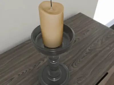 Candlestic and candle with flame 3D model