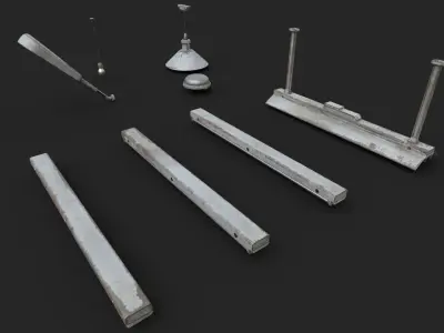 Industrial lighting Set Low-poly 3D model